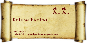 Kriska Karina névjegykártya